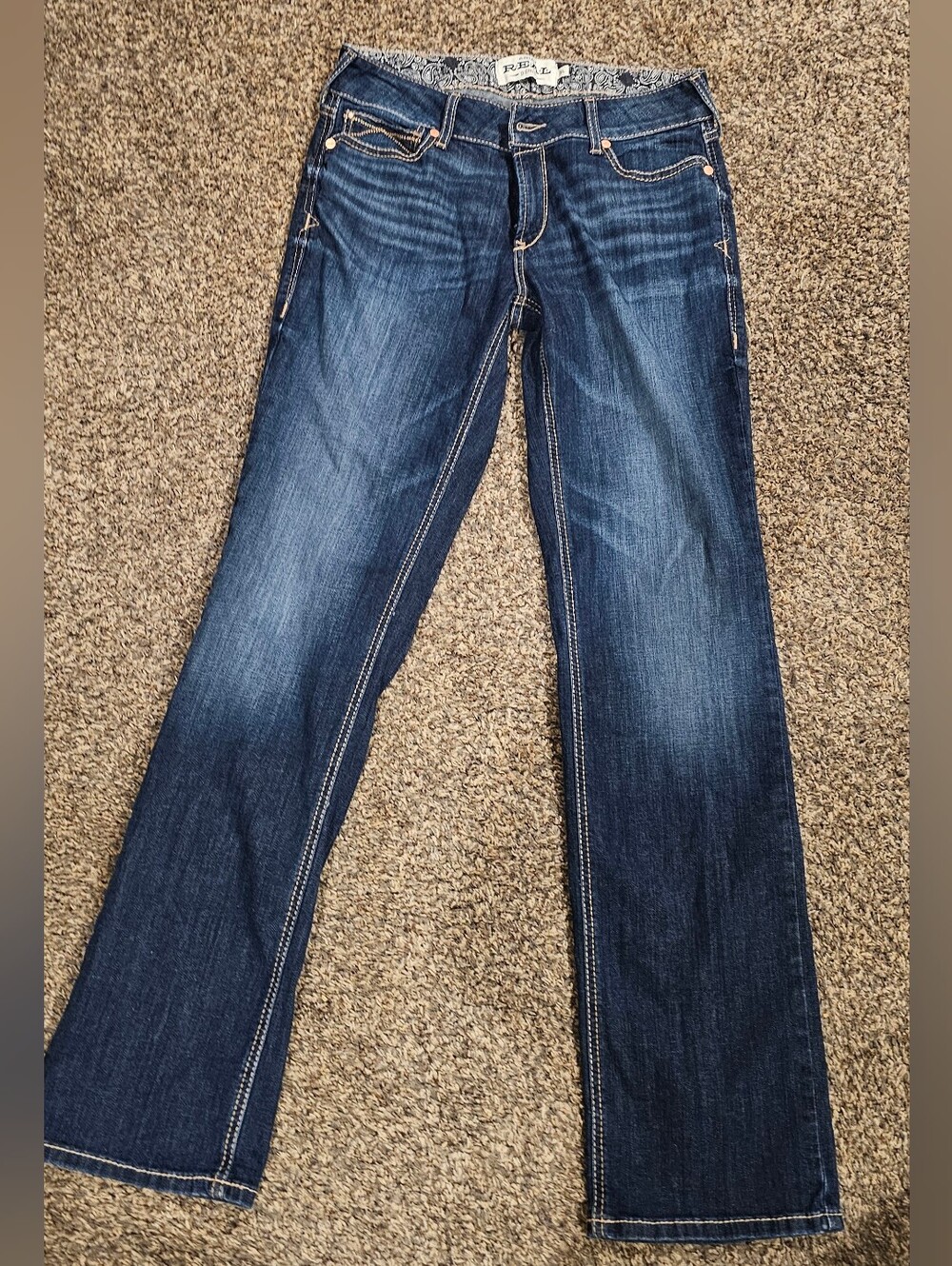 ARIAT REAL Mid Rise Straight Bootcut Western Jeans Dark Wash Womens 31 Long